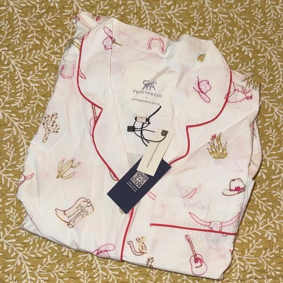 Printfresh by Anthropologie Long Sleeve & Pants Cotton Pajama Set - Picture 1 of 1